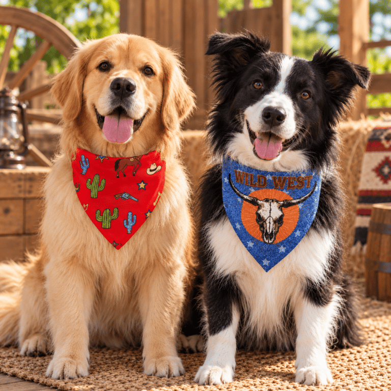 Bandana Pet Estilo Country Faroeste Para Cachorros E Gatos Estampada