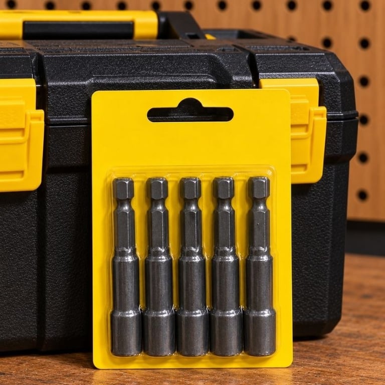 Kit Com 5 Soquetes Canhão Magnético 1/4 X 65MM Para Parafusadeira