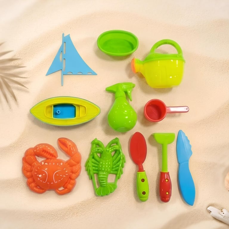 Kit Brinquedo De Praia E Piscina 11 Peças Com Barco E Regador