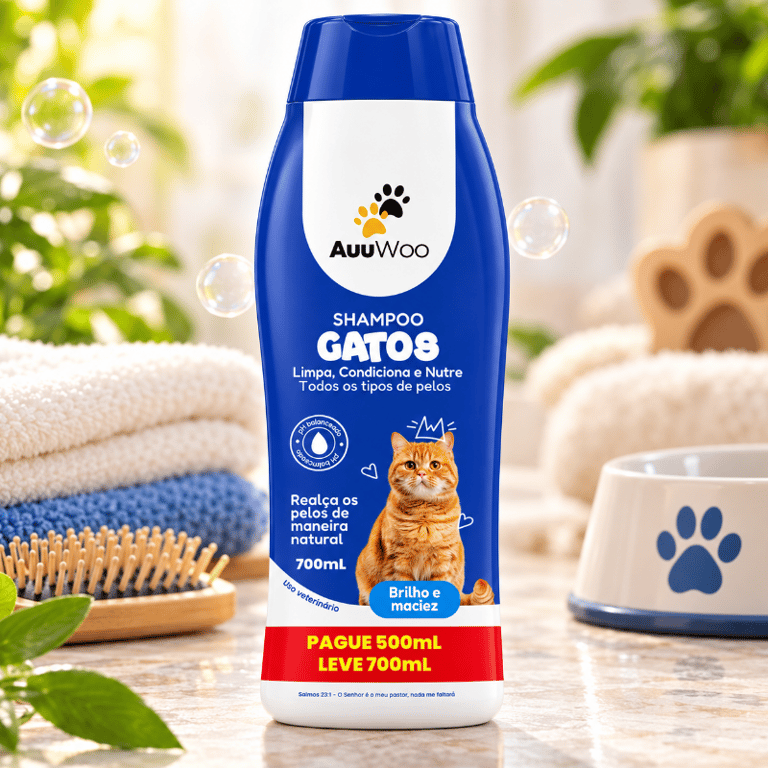 Shampoo Para Gatos 700ml Limpeza Brilho E Maciez