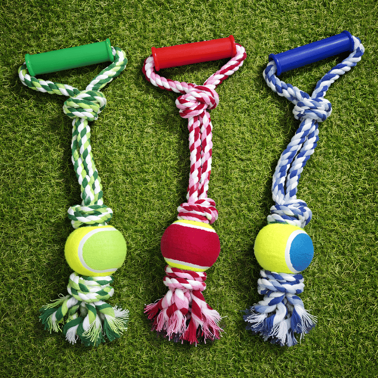 Brinquedo Mordedor Corda Com Bola E Alça Para Cachorro