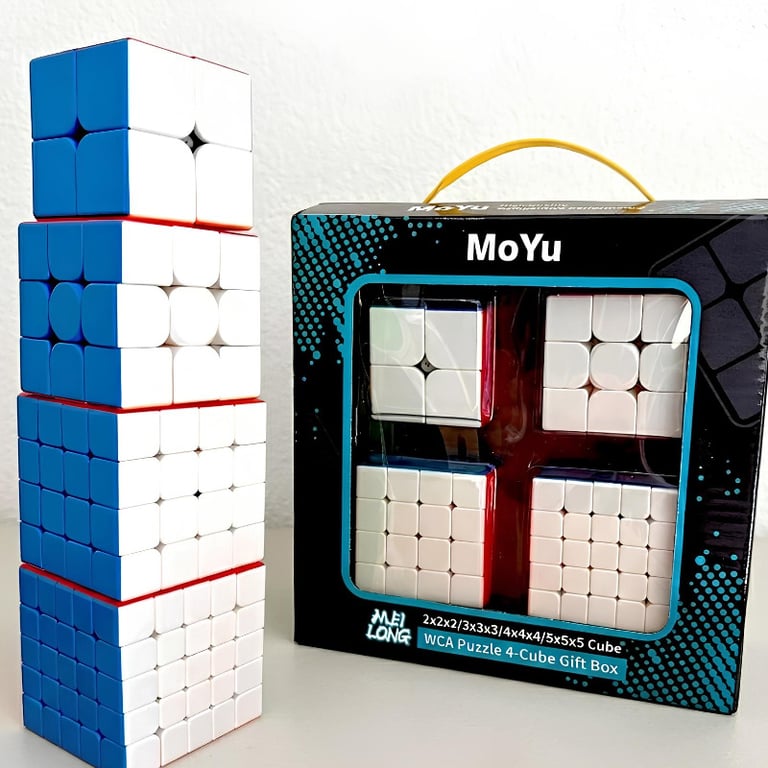 Box Kit Com 4 Cubos Mágicos Clássicos WCA Puzzle Moyu