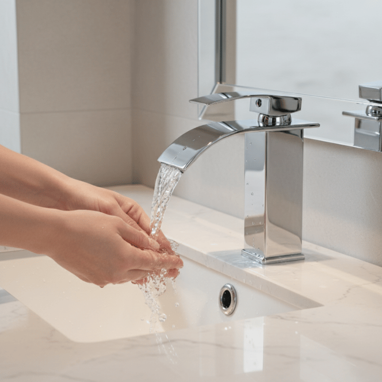 Torneira Misturador Monocomando Alta Para Banheiro Modelo Cascata Quadrada