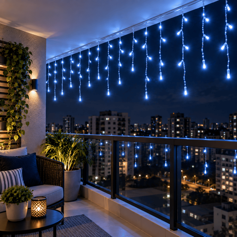 Cascata de Natal 400 Led 10M Fixo Flash Azul Gelo 220v