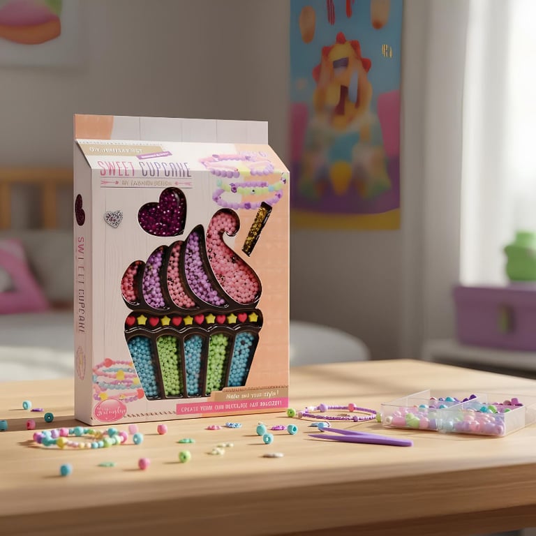 Kit De Miçangas Diy Sweet Cupcake Crie Suas Próprias Joias
