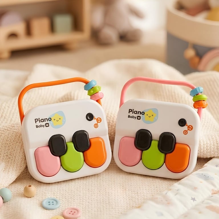Mini Piano Musical Com Luzes E Chocalho