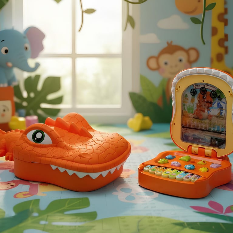 Brinquedo Crocodilo 2 Em 1 Com Pinball E Teclado Com Som