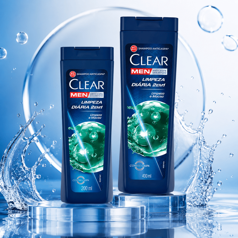 Shampoo Anticaspa Limpeza Diária 2 em 1 Clear Men 