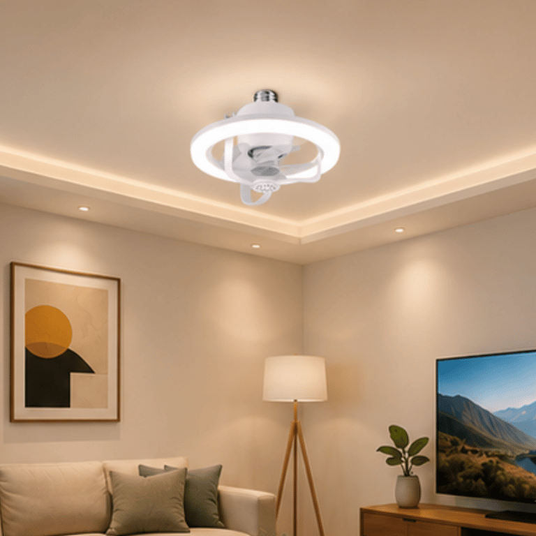 Ventilador Luminária Rotativo Light 360° Com Controle Remoto