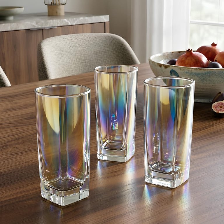 Conjunto 3 Copos De Vidro 315ml Com Design Moderno