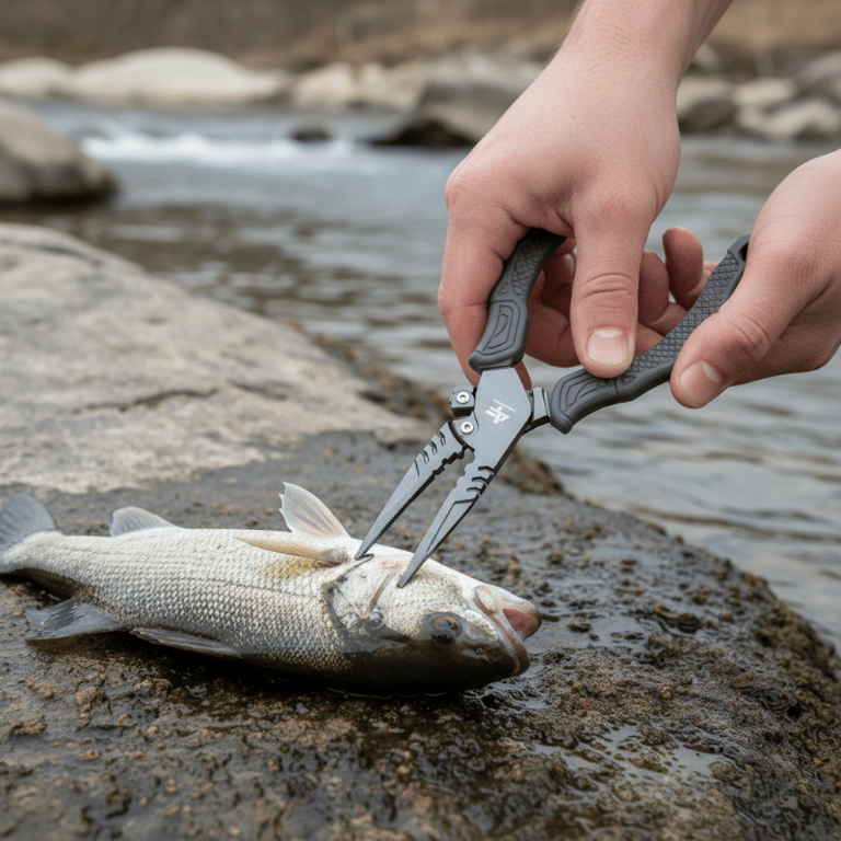 Alicate De Pesca Multifuncional Com Cortador E Split Ring