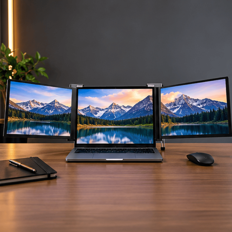 Monitor Portátil Triplo Para Notebook Com Três Telas Expansíveis E Alta Versatilidade Para Multitarefas