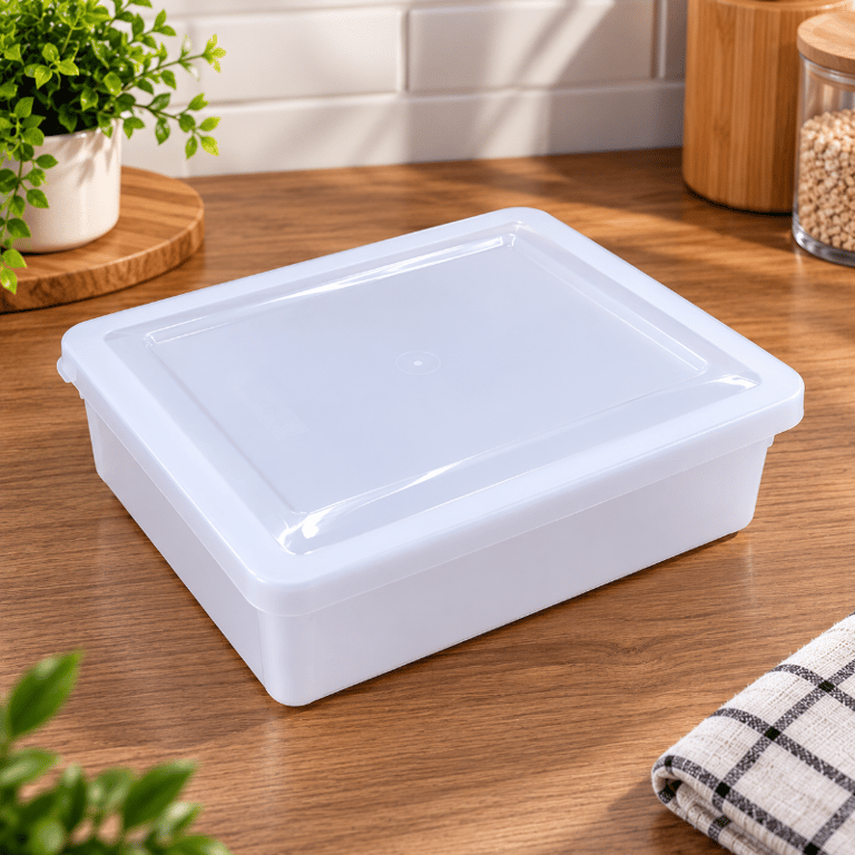 Organizador Multiuso Plástico 2,5L Com Tampa Compacto Empilhável e Versátil Para Organização