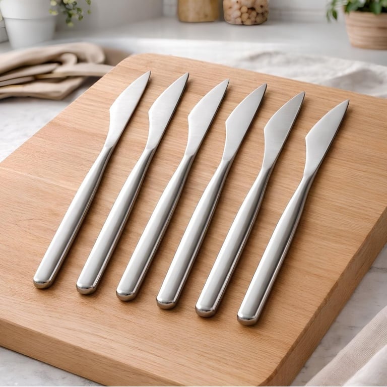 Conjunto De Facas De Mesa Em Aço Inox 6 Peças Alta Resistência
