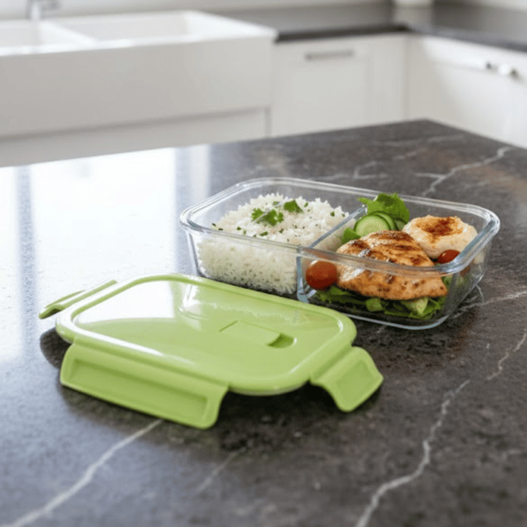 Pote De Vidro Com Divisória E Tampa Hermética Para Alimentos 550ml