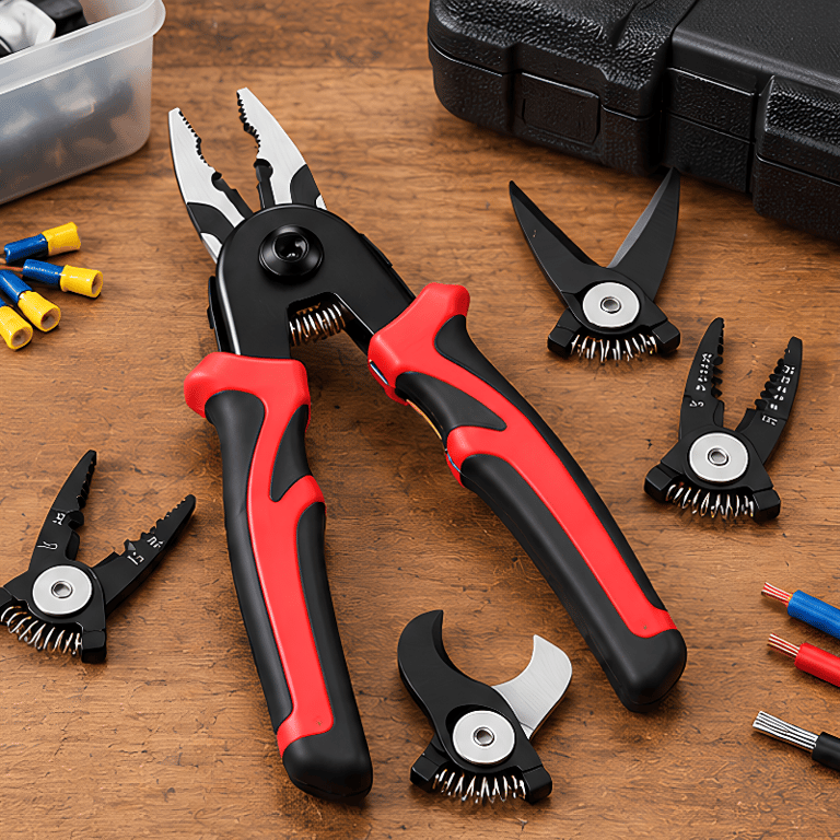Kit De Alicate Multifuncional Com Cabeças Intercambiáveis Para Corte Decapagem E Crimpagem De Fios E Cabos