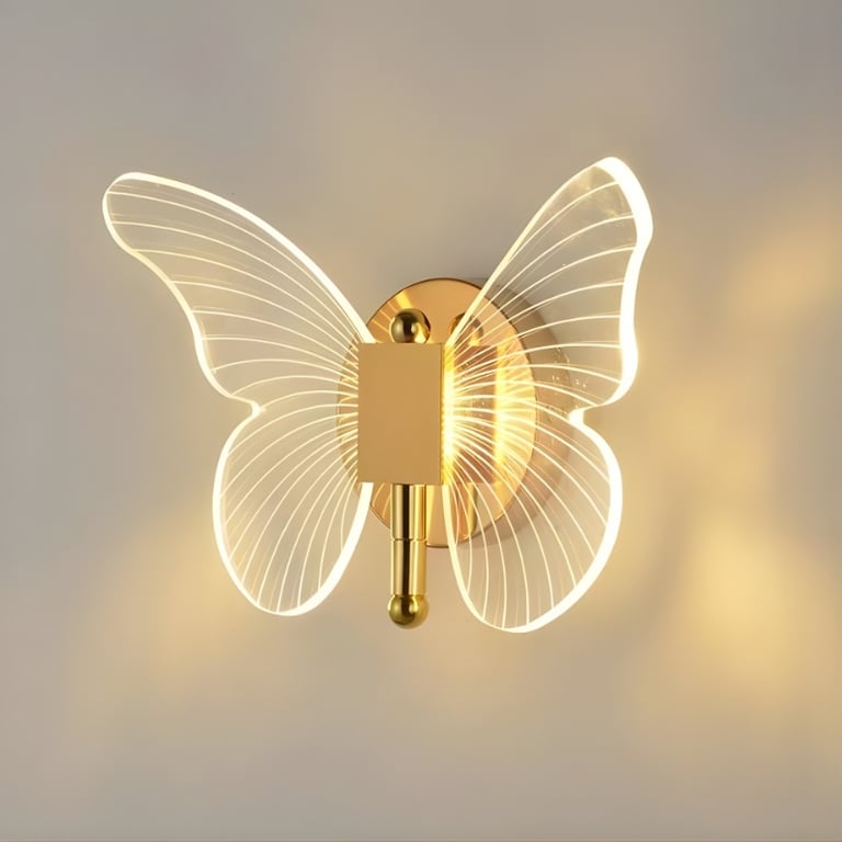 Arandela de Parede Borboleta Dourada Led