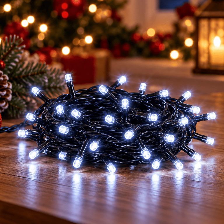 Pisca Pisca LED 8M 100 LEDs Branco Frio 220V Com Funções Para Decoração Natalina