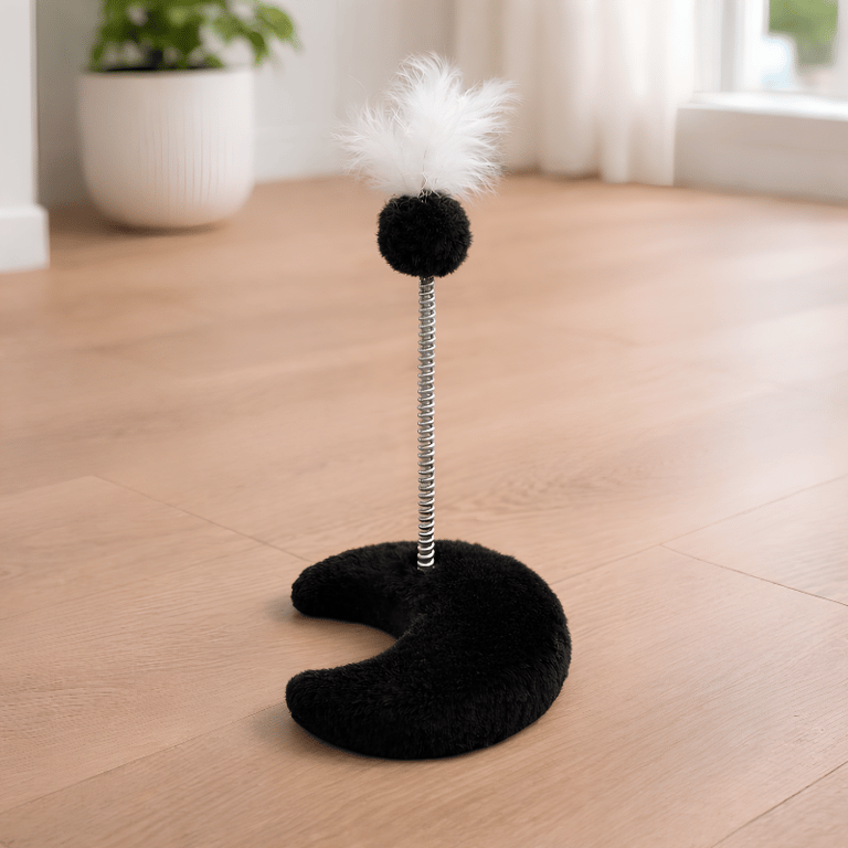 Brinquedo Para Gatos Com Mola E Pena Lua Preto