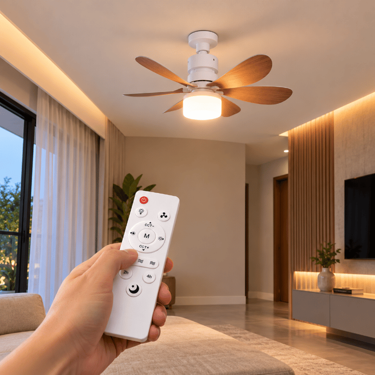 Ventilador De Teto Moderno 80W Com Luminária LED Controle Remoto E Luz Ajustável