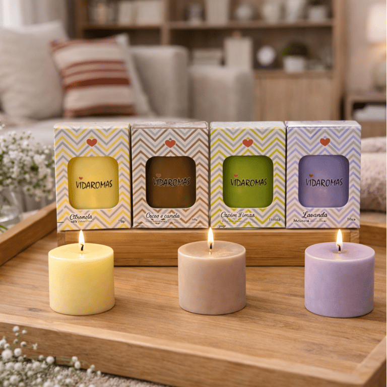 Vela Aromática Perfumada Decorativa Aromas Relaxantes Para Casa e Ambientes