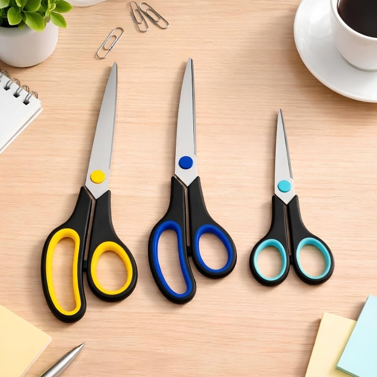 Kit De Tesouras Com 3 Peças De Diferentes Tamanhos E Design Confortável 