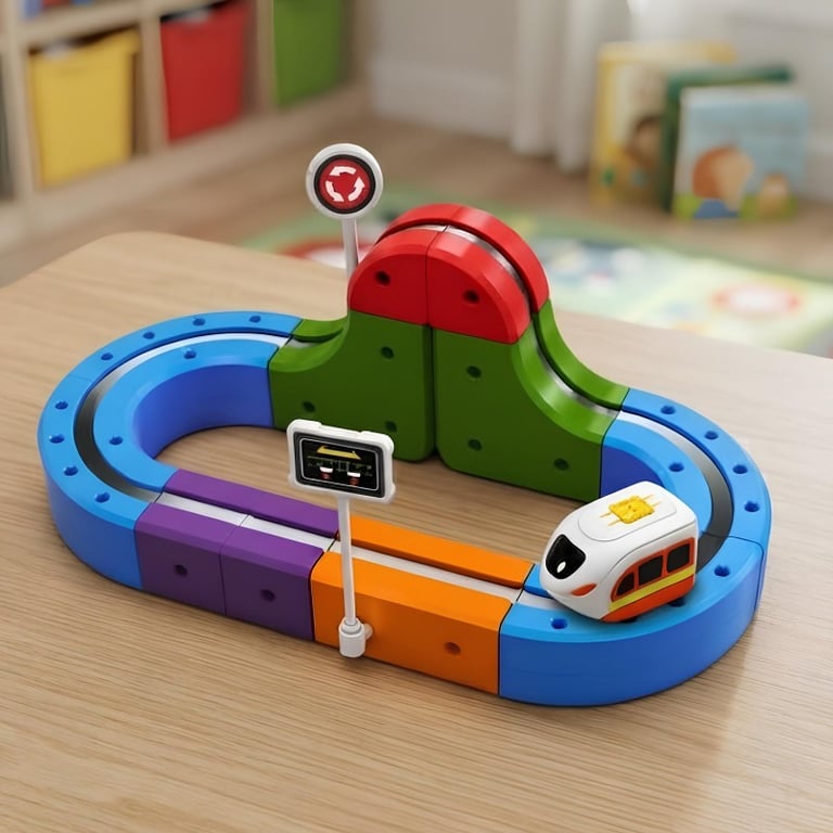 Pista De Trem Magnética DIY Building Block Track Com Carrinho
