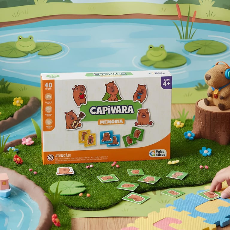  Jogo Da Memória Educativo Com Tema De Capivara 40 Peças