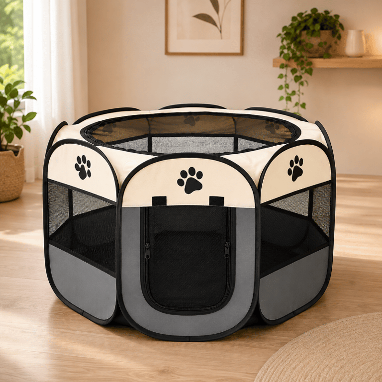 Cercado Portátil Dobrável Para Cachorros E Gatos 114x114x58cm