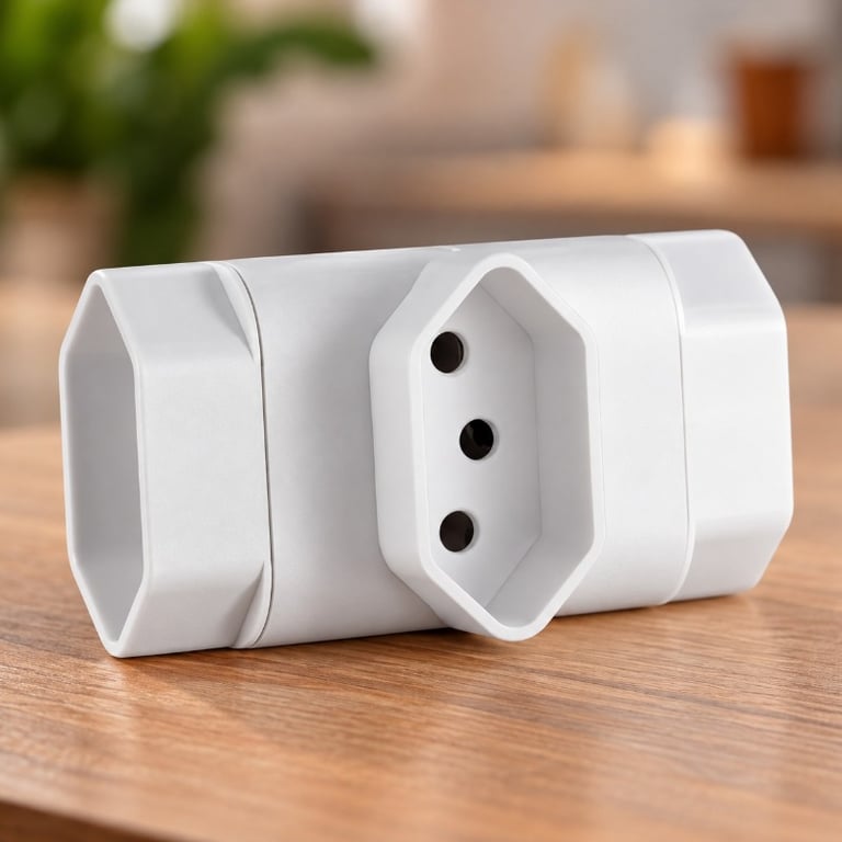 Adaptador Elétrico Triplo 2P+T Com 3 Saídas E Pinos De 3 Polos Para Conexão De Equipamentos