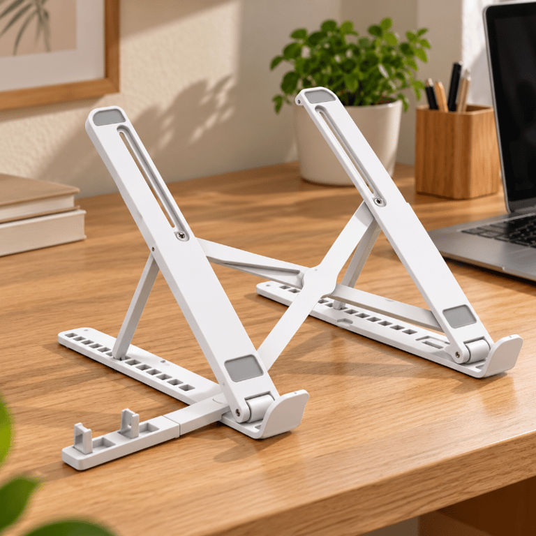 Suporte de Mesa para Notebook e Tablet 25x19cm Ajustável com Apoio para Celular Integrado Antiderrapante 