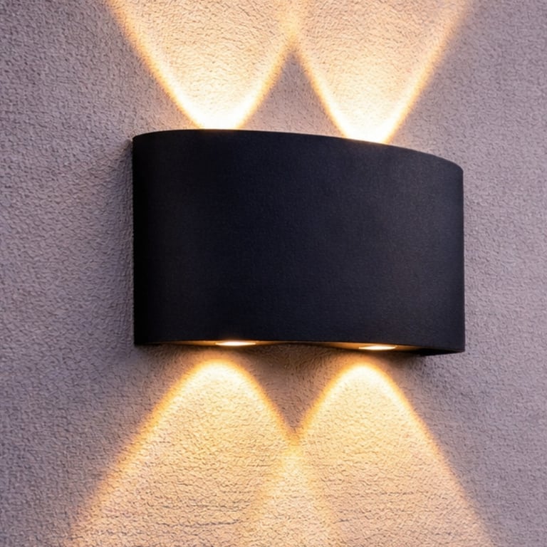 Arandela 4 Fachos Preto Luz Branco Quente