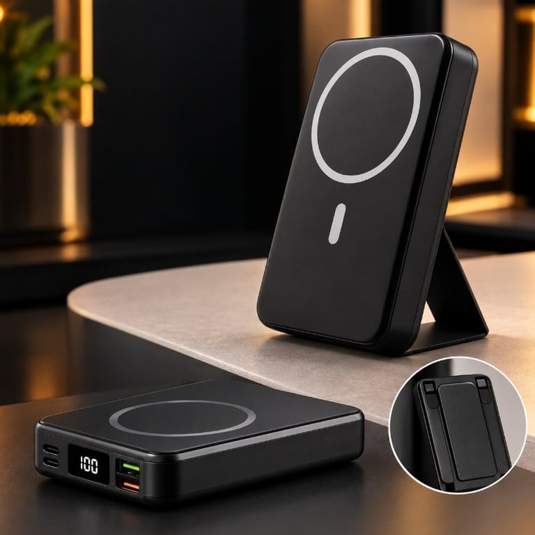  Carregador Portátil Power Bank 10000mah Com Indução E Suporte 22.5w