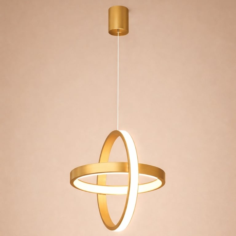 Pendente LED Moderno Gold  Luz Branco Quente