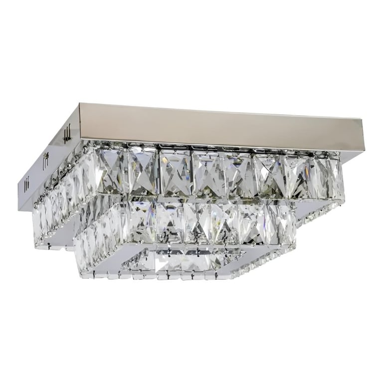 Lustre Plafon Cristal Led Quadrado 3 Tons 