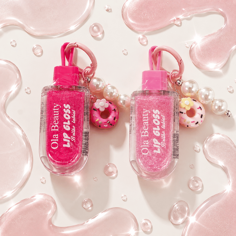 Brilho Labial Lip Gloss Com Chaveiro Donut e Pérolas Ola Beauty