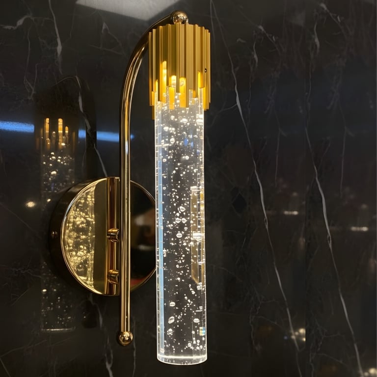 Arandela Slim Cristal Gold  Sofisticação e Brilho