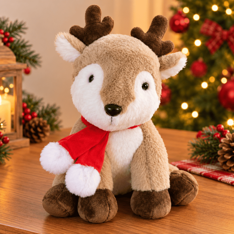 Rena De Natal 21x14 cm Enfeite Para Decoração Natalina Ursinho De Pelúcia