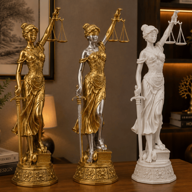 Estátua Dama da Justiça Decorativa Diversos Tamanhos e Cores