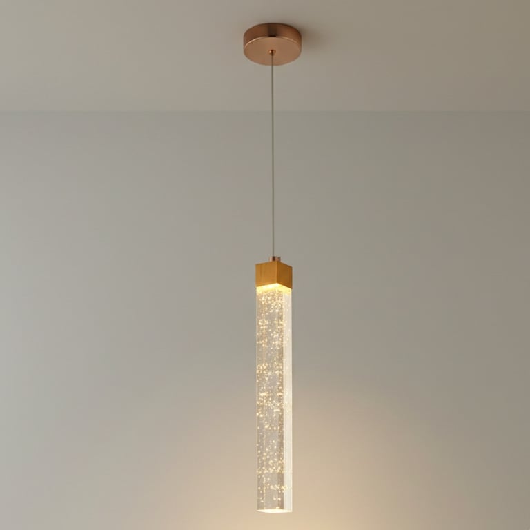 Luminária Pendente Cristal Slim Luz Quente