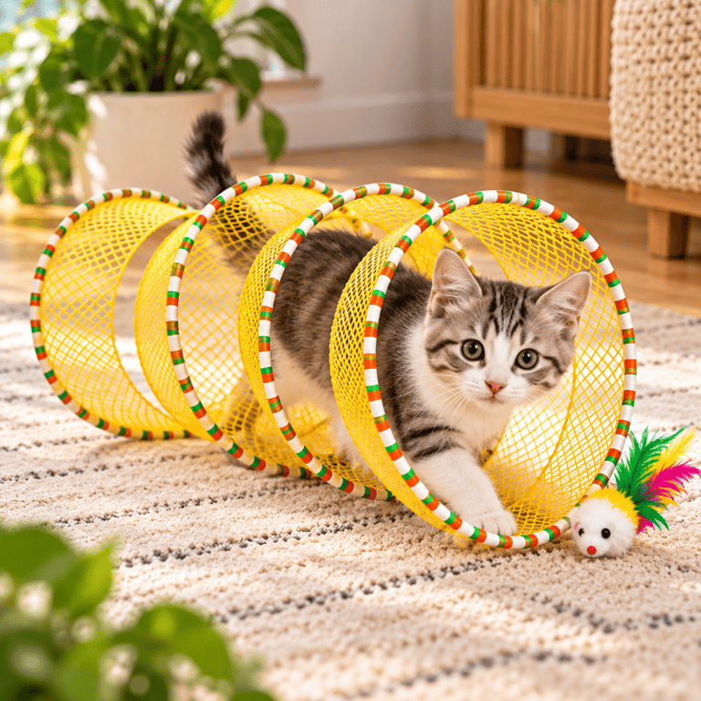 Túnel Mola Interativo Dobrável Para Gatos