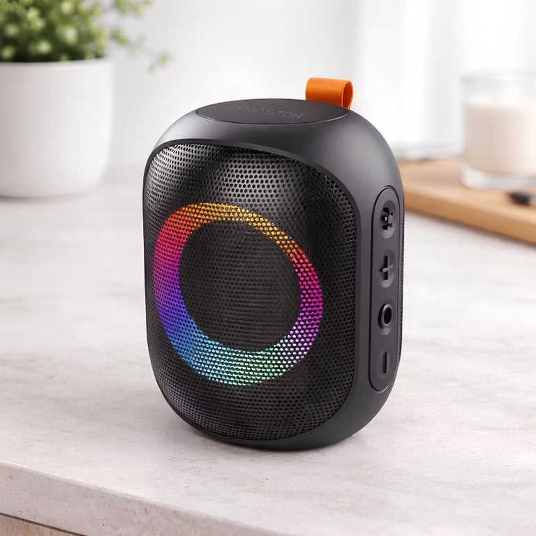 Caixa De Som Bluetooth Portátil 8W Com Luz RGB Colorida Bateria 2000mAh Resistente À Água IPX7 Som Estéreo Bluetooth 5.3 Recarregável