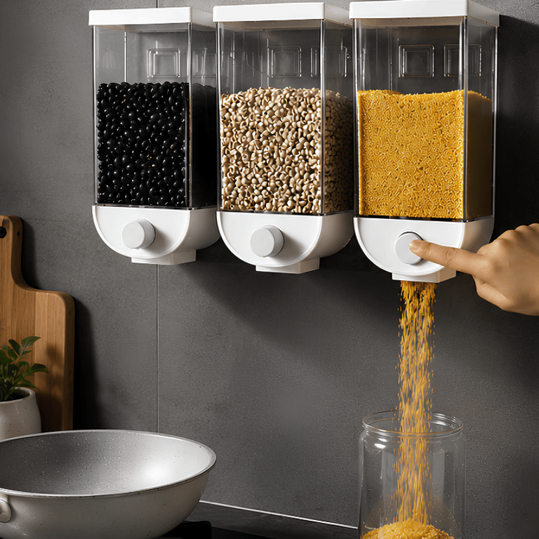 Dispenser Multiuso para Alimentos 1000ml  Organizador de Grãos Cereais e Mantimentos com Dosador