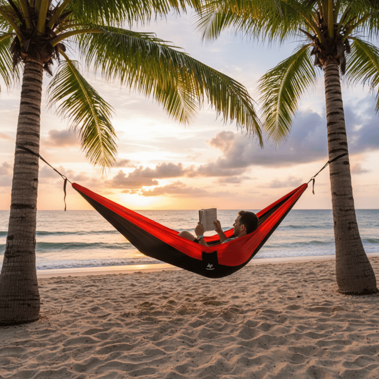 Rede de Descanso Portátil Camping Com Bolso Porta Objetos