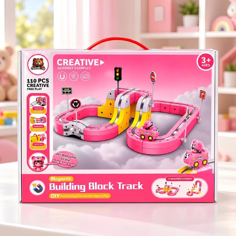 Pista De Carrinho Magnética Rosa 110 Peças