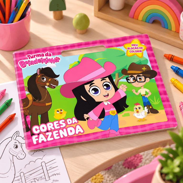 Livro Infantil Turma da Boiadeirinha Cores da Fazenda Meu Blocão de Colorir