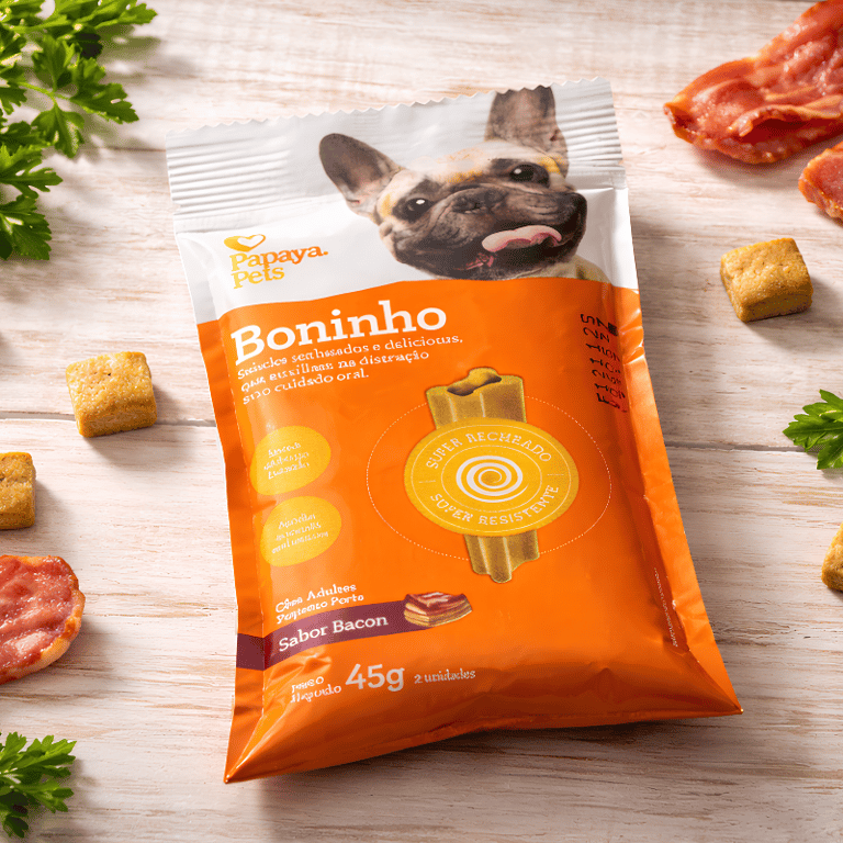  Papaya Pets Boninho Para Cães Adultos Porte Pequeno Sabor Bacon 