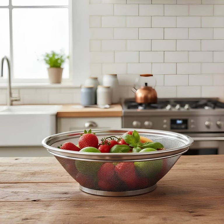 Cesto Escorredor De Alimentos Em Inox 25cm De Alta Durabilidade