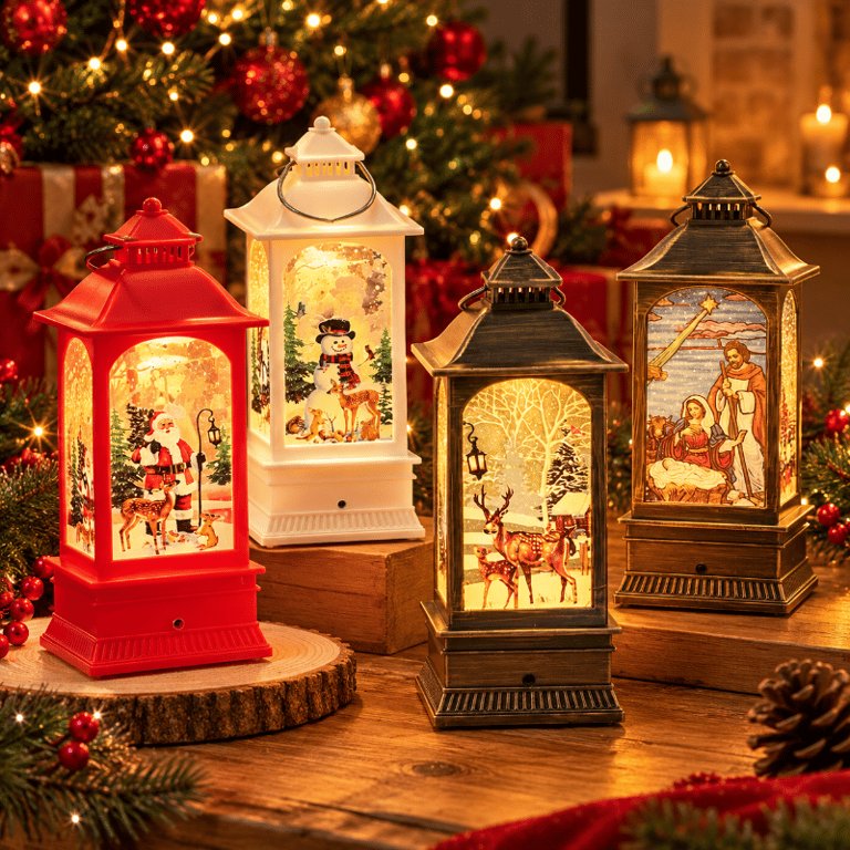 Lanterna de Neve de Natal a Bateria Luz LED Pilha