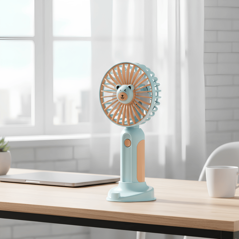 Mini Ventilador Portátil Recarregável USB Com Suporte Para Celular 